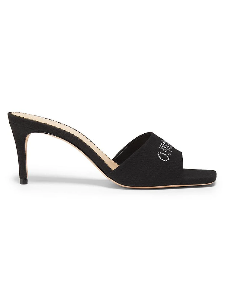June 70MM Heatset Crystal-Embellished Linen Mules