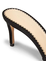 June 70MM Heatset Crystal-Embellished Linen Mules
