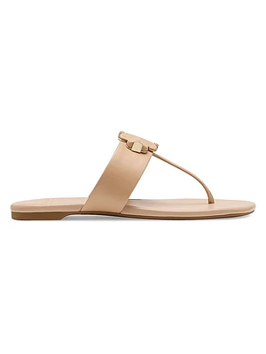 Flower Leather Flat Sandals