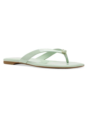 Flower Leather Flat Sandals