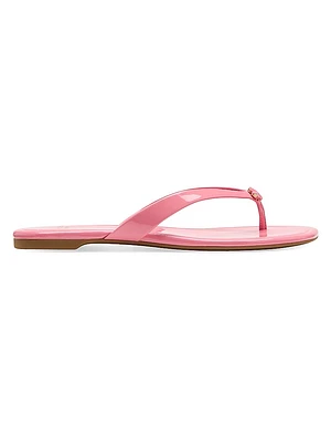 Flower Leather Flat Sandals