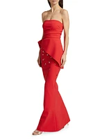 Taro Embellished Peplum Gown