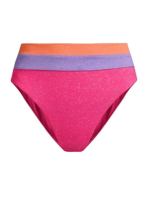Heidi Metallic Colorblocked Bikini Bottom