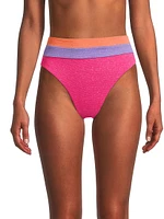 Heidi Metallic Colorblocked Bikini Bottom