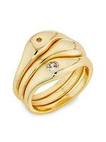 Delphine 14K-Gold-Plated & Cubic Zirconia Triple-Ring Set