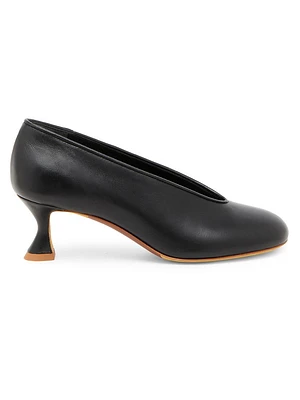 55MM Duck-Heel Leather Pumps