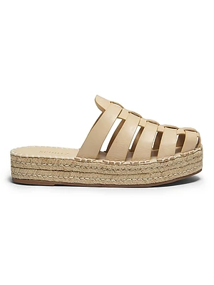 Valerie Flatform 45MM Leather & Raffia Mules