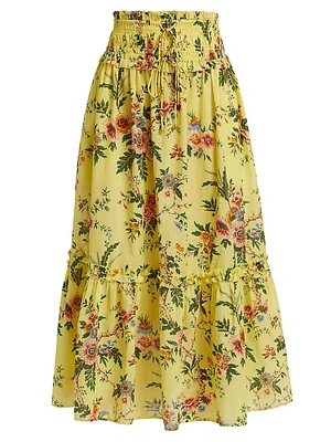 Cece Floral Cotton Voile Midi-Skirt