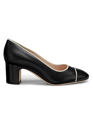 Outline 55MM Suede & Leather Cap-Toe Pumps