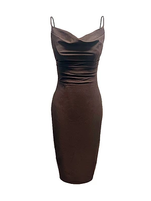 Nikki Cowlneck Body-Con Midi-Dress