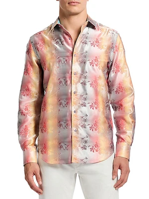 Sunset Trellis Floral Cotton Shirt