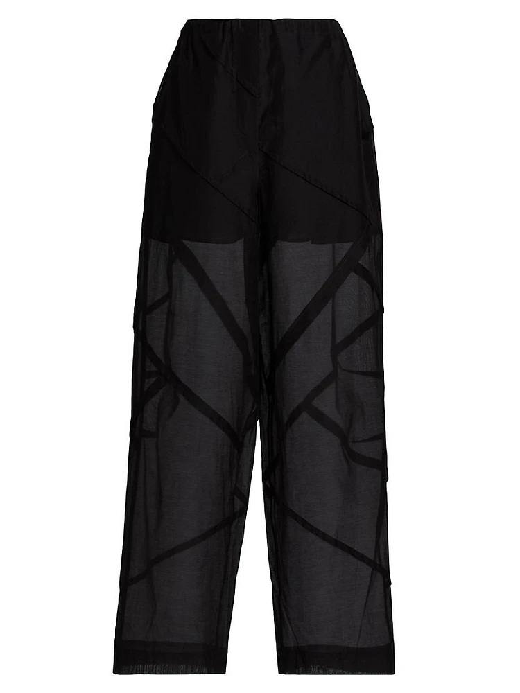 Cotton-Silk Drawstring Parachute Pants