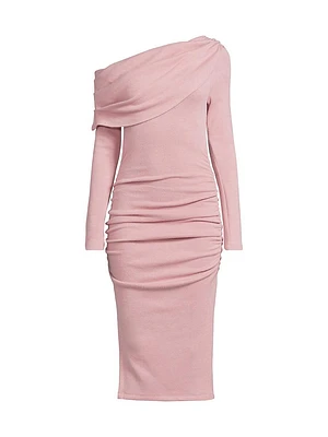 Harmon One-Shoulder Draped Sheath Dress