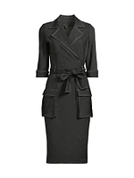 Iria Stretch-Denim Self-Tie Midi-Dress