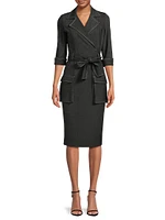 Iria Stretch-Denim Self-Tie Midi-Dress