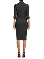 Iria Stretch-Denim Self-Tie Midi-Dress