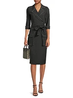 Iria Stretch-Denim Self-Tie Midi-Dress