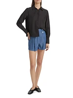 Cotton-Blend Button-Front Top