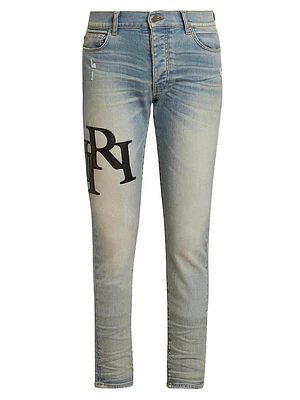 Staggered Logo Skinny Jeans