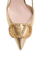 VLogo Signature Laminated Nappa Leather 80MM Slingback Pumps