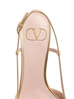 VLogo Signature Laminated Nappa Leather 80MM Slingback Pumps