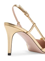 VLogo Signature Laminated Nappa Leather 80MM Slingback Pumps