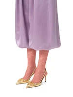 VLogo Signature Laminated Nappa Leather 80MM Slingback Pumps