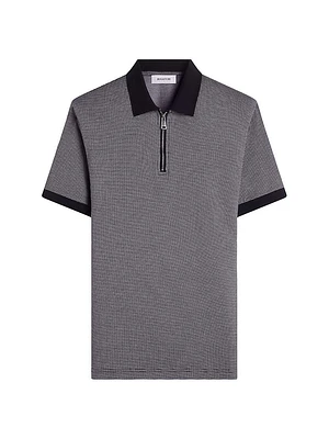 Quarter Zip Printed Cotton Polo Shirt