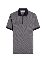 Quarter Zip Printed Cotton Polo Shirt