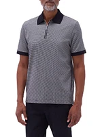 Quarter Zip Printed Cotton Polo Shirt