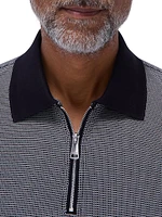 Quarter Zip Printed Cotton Polo Shirt