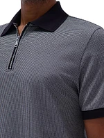 Quarter Zip Printed Cotton Polo Shirt