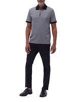 Quarter Zip Printed Cotton Polo Shirt