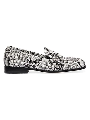 Carlson Python-Embossed Leather Loafers