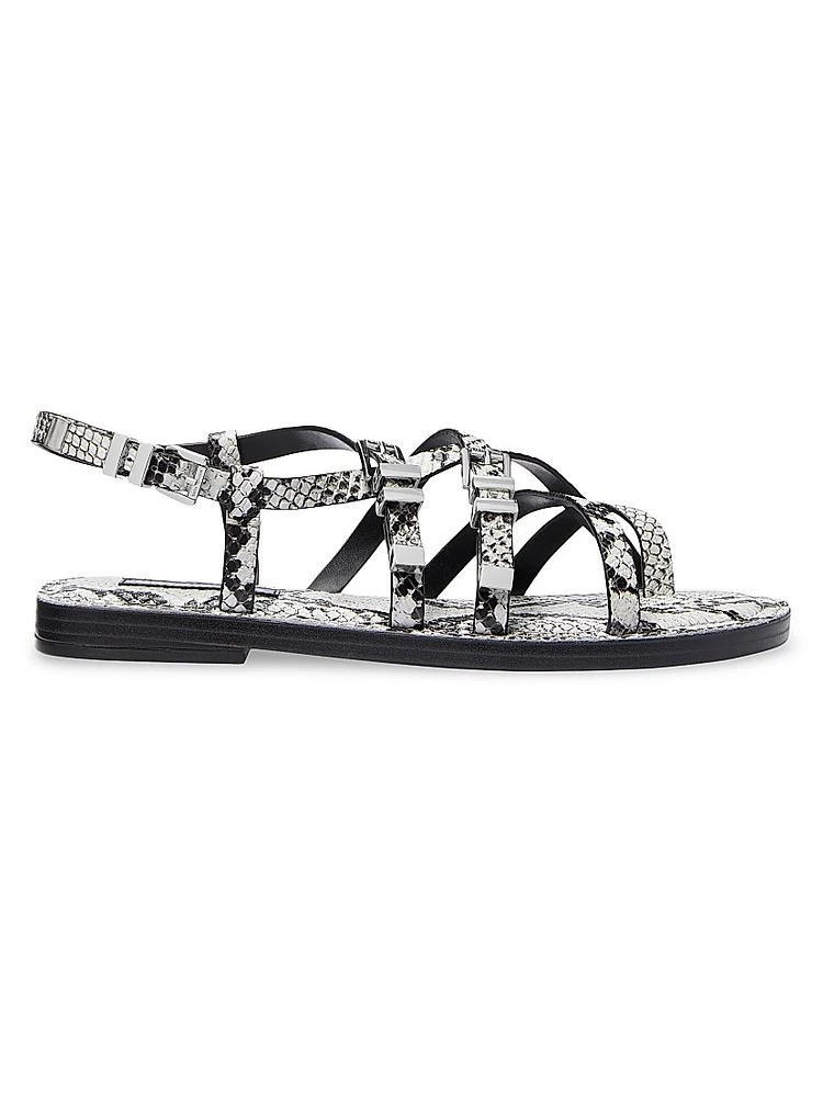 Darrington Snake-Embossed Leather Sandals