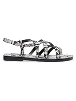 Darrington Snake-Embossed Leather Sandals