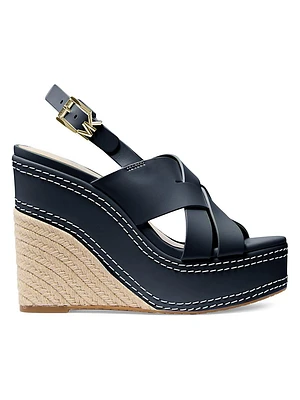 Nora 125MM Leather Platform Wedge Slingback Sandals