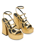 Kiki Metallic Leather Platform Pump Sandals