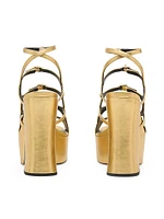 Kiki Metallic Leather Platform Pump Sandals