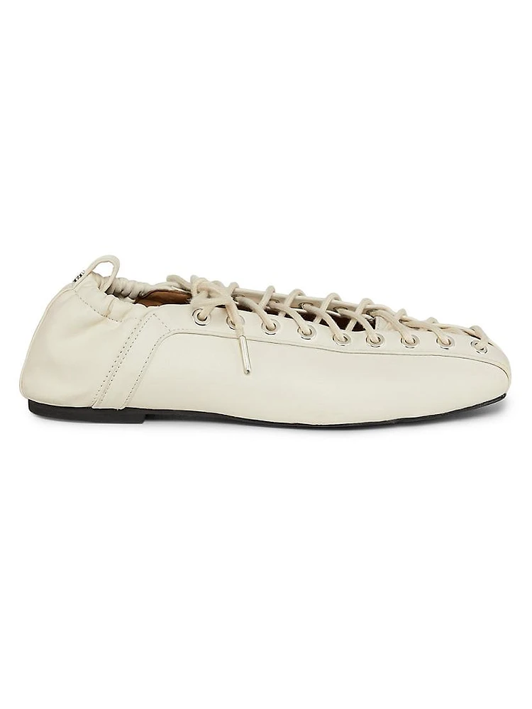 Eyelets Lace-Up Ballet Flats