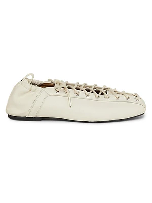 Eyelets Lace-Up Ballet Flats