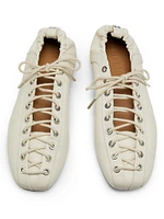 Eyelets Lace-Up Ballet Flats