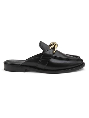 Astaire Knot-Accented Leather Mules