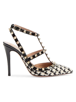 Rockstud Pumps Pied-De-Poule Fabric 100MM