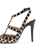Rockstud Pumps Pied-De-Poule Fabric 100MM