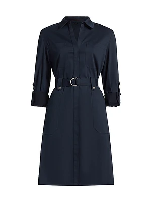 Caryss Belted Cotton-Twill Shirtdress