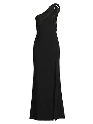 Crêpe Knit One-Shoulder Mermaid Gown