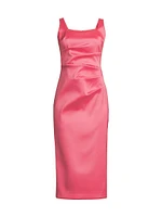 Ruched Stretch Mikado Midi-Dress