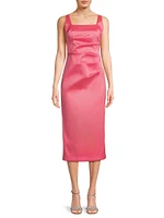Ruched Stretch Mikado Midi-Dress
