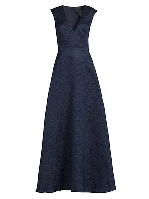Jacquard Sleeveless A-Line Gown